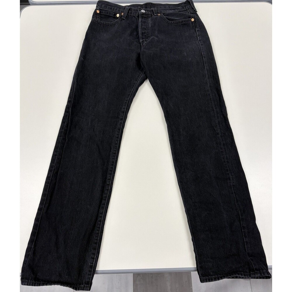 Men's Levi's 501 Black Jeans, Button Fly, Size 32x34